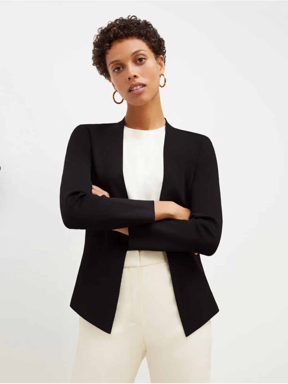 MM Lafleur-  Black Open-Front Wrinkle Free Jacket/Cardigan . Size Small